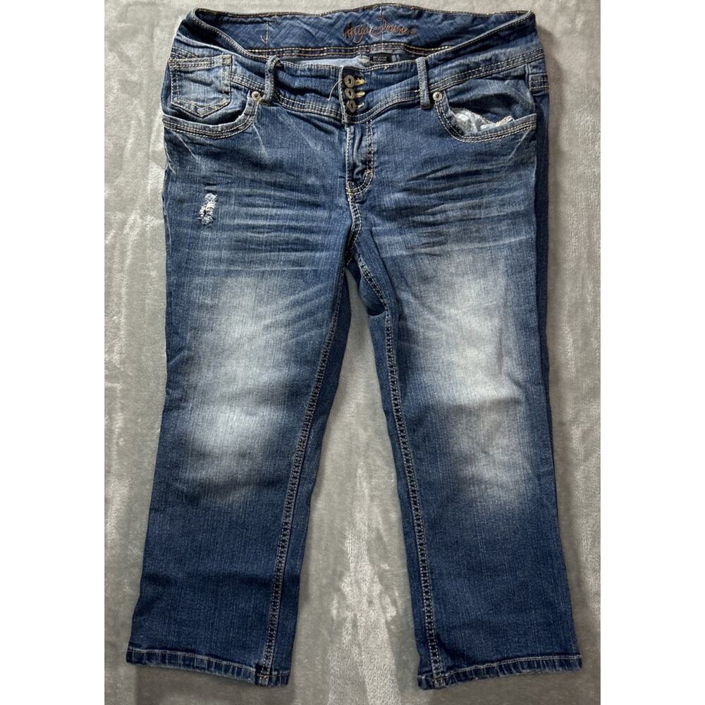 Ariya Jeans Womens 13/14 Decorative Pocket Capri Y2K Distressed Urban Streetwear